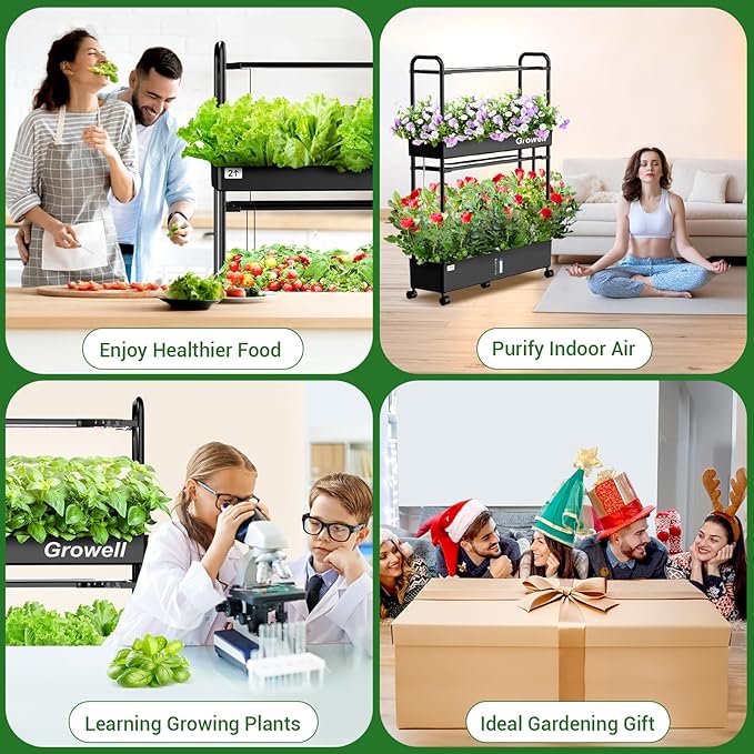 Large Hydroponics Growing System Kit 60 Pods Vertical Hydroponic Garden with 2 Light Modes Grow Light Auto Circulating Water System 32L Indoor Gardening System for Herb Vegetable Fruit