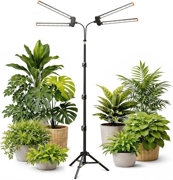 61'' Grow Light Floor Lamp6000K White Full Spectrum Growing Light for Indoor Tall Large PlantsHalf or Full Brightness Dimmable &amp Auto TimerAdjustable Height 17-61
