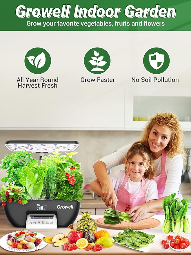 Hydroponics Growing System Kit 17 Pods Herb Garden with 102 28W Full-Spectrum Grow Lights &amp 2 Fans Indoor Garden with Water Pump 10L Water Tank Auto Timer Height Adjustable (Black &amp White