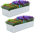 2 Pack 4x2x1FT Galvanized Raised Garden Beds Kit Outdoor Metal Gardening Planter Box for Vegetable Elevated Flower HerbsSilver
