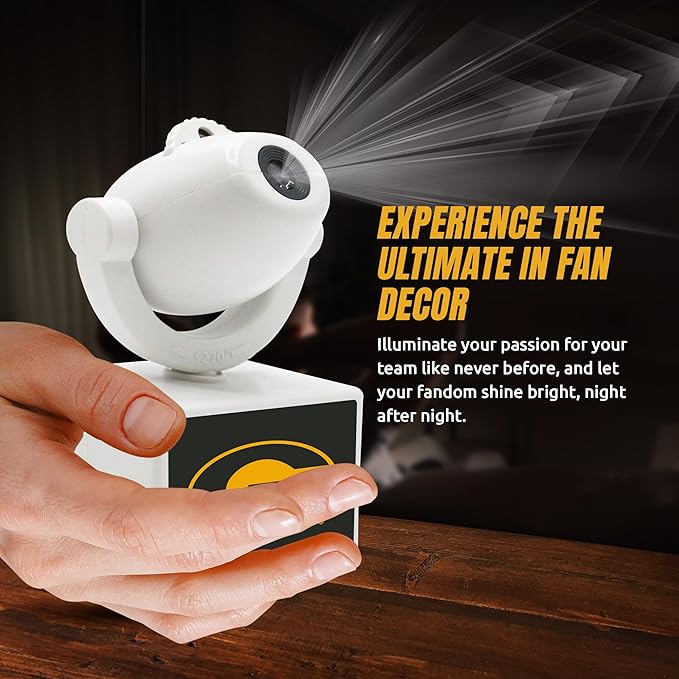 Sporticulture NCAA American Football Grambling - Adjustable Led Mini Spotlight Projector with 6 Team Logo Designs - Portable &amp Rechargeable Spotlight - Battery-Operated - 4.375” x 3.125”