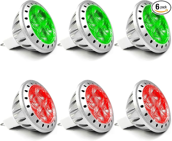 ALIDE Red Green MR11 GU4 Led BulbsReplace 10W 20W 35W Halogen12V 3W Red Green MR11 for Christmas Holiday Decoration Outdoor Landscape Lighting30 Deg6 Pack Mix
