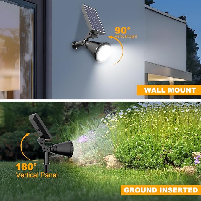 Solar Lights Outdoor Waterproof 36 LEDs Adjustable Solar Spot Lights Outdoor 2-in-1 Solar Powered Spotlight Landscape Lighting for Tree Garden Yard Pathway- 3 Pack (Cool White)