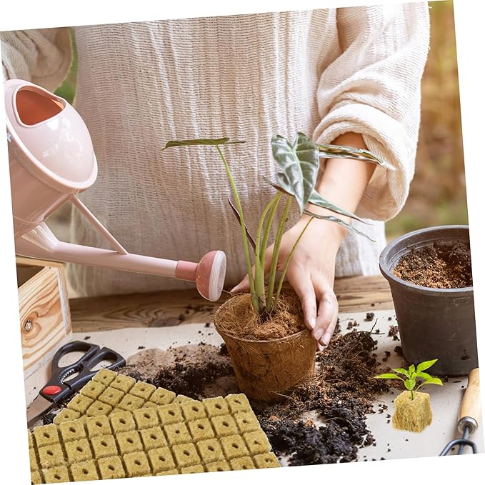 100Pcs Plant Grow Cubes for Hydroponics for Starting and Plant Propagation Soilless Culture High Air Permeability for Indoor Gardening and Cloning Systems