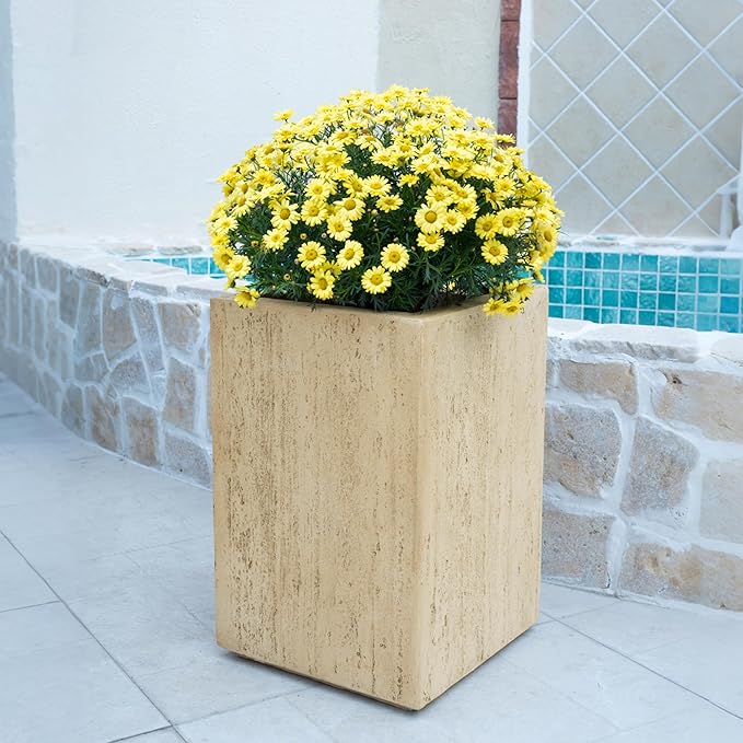 Handmade Rectangle Planter Box 19'.75'H Travertine
