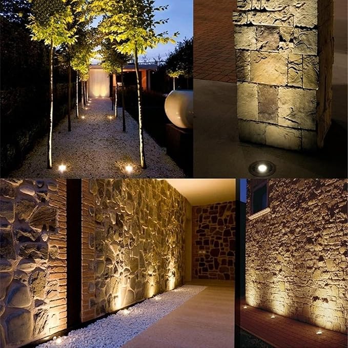 6 Pack 1W Ground Spotlights - Outdoor LED Flood Light IP67 Waterproof Outdoor Buried Lights Recessed LED Spot Lights for Paving Patio Step Garden Lawn Landscape LigGreen-(1W)