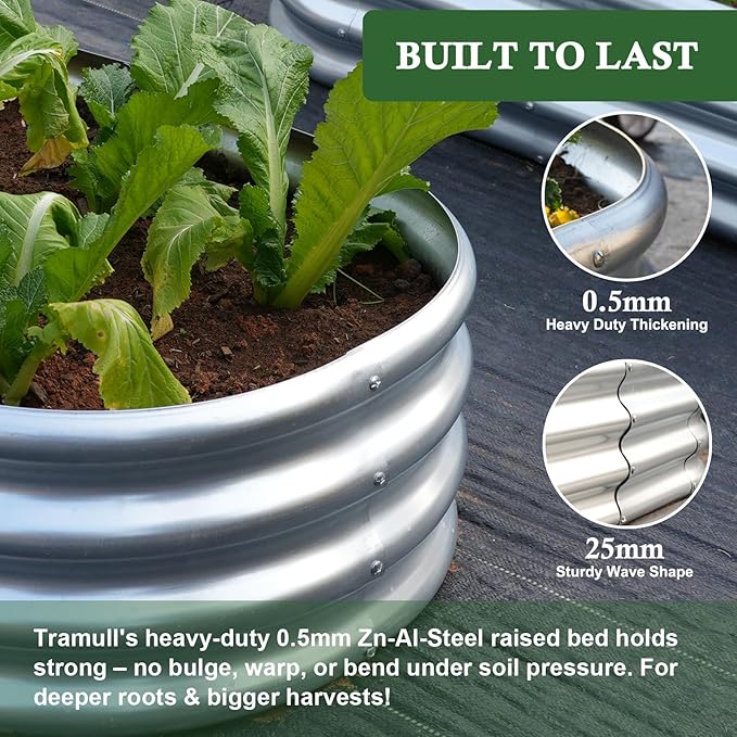 4x2x1 ft Galvanized Raised Garden Bed Outdoor 4-Pack 12 Tall Metal Planter Boxes for Planting Vegetables Flowers Herbs Tomato - Corrugated Rust-Resistant Elevated Garden Beds Kit Silver