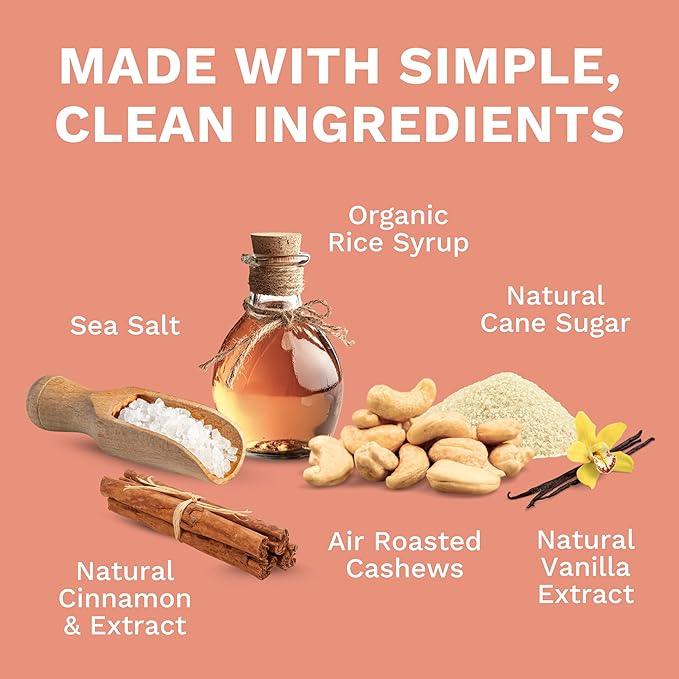 Cinnamon Wrapped Whole Cashews by Karma Nuts Sweet &amp Savory Air Roasted with Natural Skins 2X more Fiber Peanut-Free Facility Kosher Everyday Nut Snack 7oz Resealable Bag - 6 pack