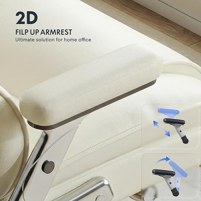 FLEXISPOT 600lbs Big and Tall Office Chair for Heavy People Heavy Duty Computer Desk Chair with Dynamic Lumbar Support 2D Armrest Blade Wheels Chairs for Home Office Gaming Working Leather Beige