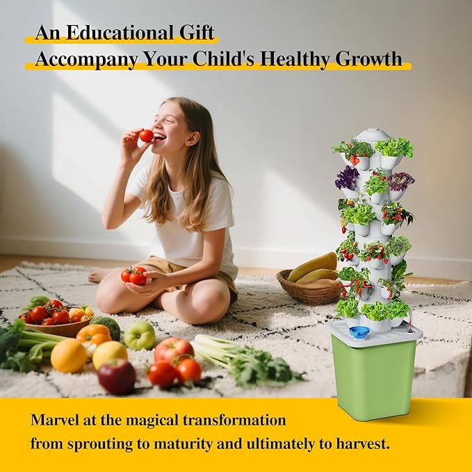 Hydroponics Growing System Kit 30 Pots Vertical Garden Planter with Pump and Timer Hydropoic Tower for Soilless Cultivation Herbs Fruits Vegetables Plant Gift for Gardening Lover(No Seed)