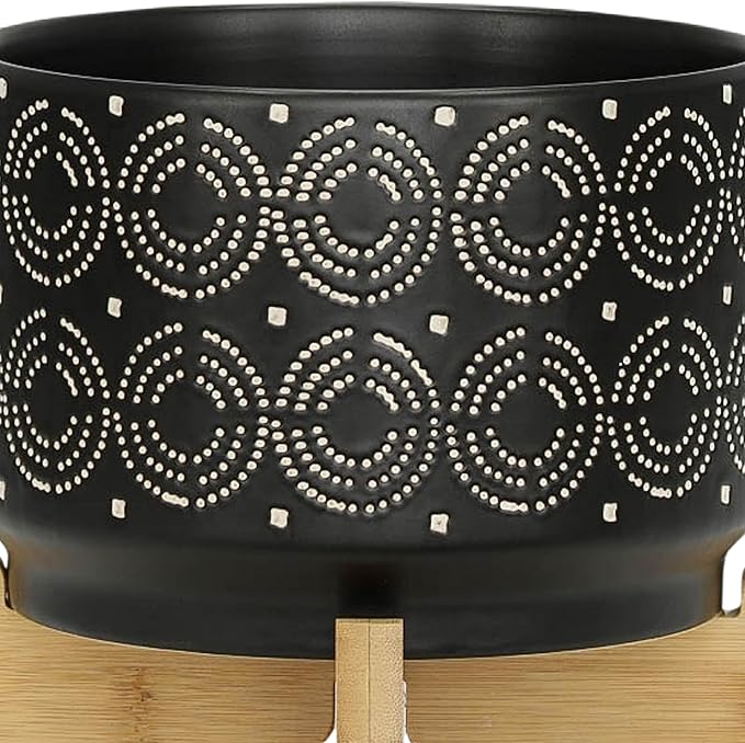 7 Swirl Planter ON Stand Black