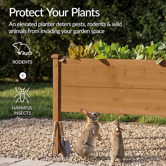 Best Choice Products 48 x 24 x 30 Raised Garden Bed with Extra Deep 16 Depth Elevated Wood Planter Box Stand for Backyard Patio Balcony Natural Fir Wood - Acorn Brown