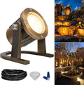 GKOLED Solid Brass Underwater Light Low Voltage LED Pond Lights Submersible Fountain Lighting with 5W 2700K 410LM MR16 Bulb 9-15V AC/DC Outdoor Landscape Waterfall Light IP68 Rated Pool Spotlights
