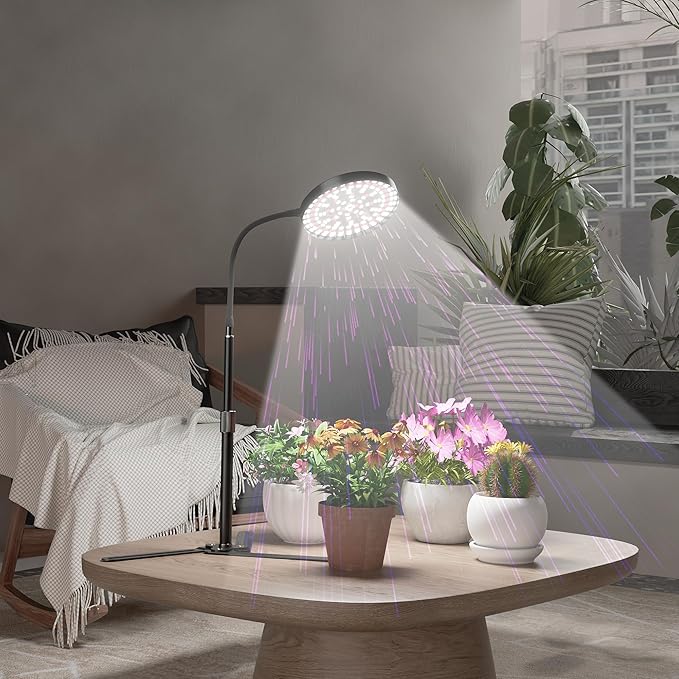 GooingTop Grow Light for Plants Indoor Growing6000K Full Spectrum Plant Growing Lamp with White Red Blue LED for Pots Succulents Seed StartingHeight 10-32'' with Optional Dimming &amp Timer