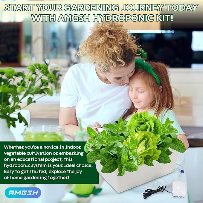 Hydroponics Growing System Kit with Air Pump Bubble Stone 12-Hole Indoor Hydroponic System Grow Box Indoor Gardening System &amp Hydroponic Kit Vegetable &amp Herb Garden Starter Kit