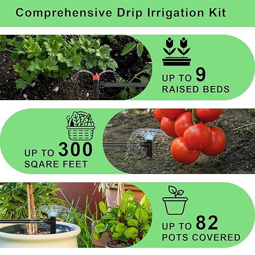 Drip Irrigation System Kit – 2026 New Quick-Connect Automatic Watering &amp Misting System with 48FT 1/2 Tubing Large Coverage &amp Water-Saving for Greenhouses Lawns Gardens Raised Beds