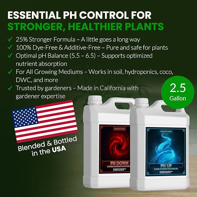 Humboldts Secret pH Up and pH Down Control Kit | Liquid Nutrient Solution Balancer for Plants | for Soil Hydroponic Coco and DWC Systems | Supports Nutrient Absorption and Growth | 2.5 Gallon