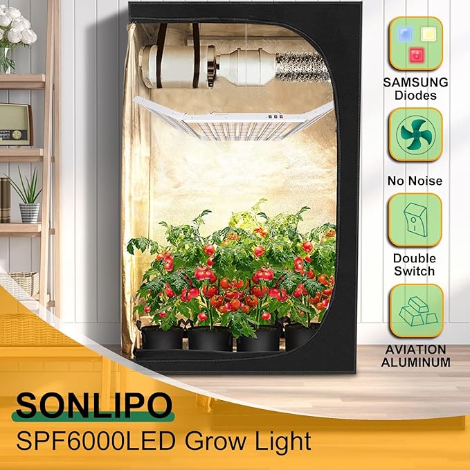 2024 New SPF6000 600W LED Grow Light 6x6ft Coverage with New Diodes &amp IR Lights Full Spectrum Veg Bloom Growing Lamps for Indoor Plants Seeding Flower Led Plant Light Fixture