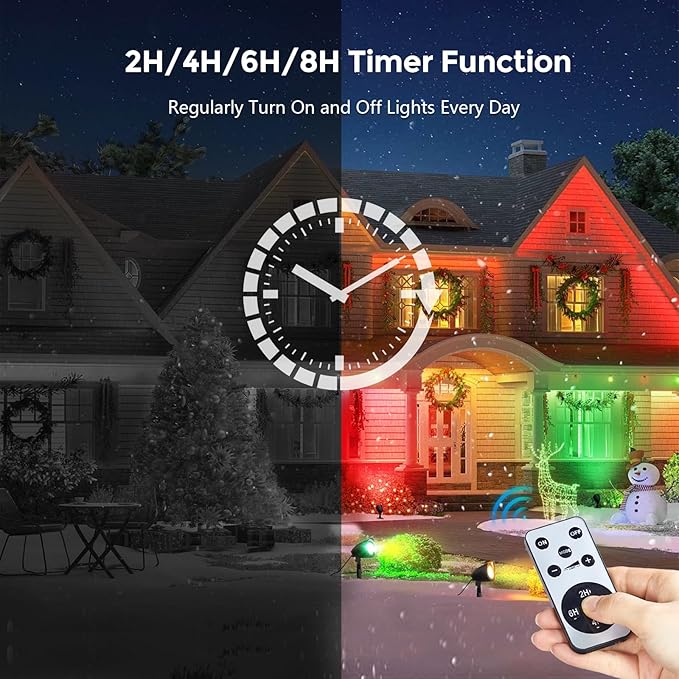 SURAIELEC LED Spotlight Remote Control Spot Lights Outdoor Indoor Plant Uplighting with Base Landscape Light for Yard Trees Holiday Decor Red Green Yellow Warm Glow Waterproof 10FT Cord