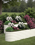 GAOMON 2-Pack Galvanized Steel Raised Garden Bed - Rust-Resistant Outdoor Planter Box for Vegetables Flowers &amp Herbs - Durable Garden Box with Easy Assembly Beige