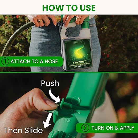 Humboldts Secret Greenify | 12-0-0 Nitrogen &amp 6% Iron Liquid Lawn Fertilizer Concentrate | Chelated Iron Supplement for Healthy Grass Turf and Garden Growth | 1 Gallon Refill for Healthy Growth