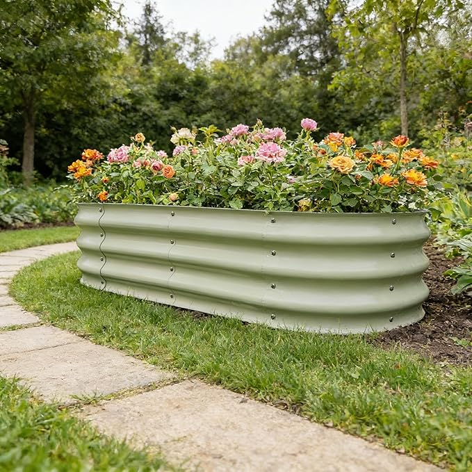 Gardmax 2 Pack Galvanized Raised Garden Bed Lightweight Planter Boxes Outdoor with Easy Assembly Large Garden Bed for Vegetables Fruits Flower