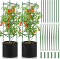 2 Pack 47 Tomato Cages with 10 Gallon Grow Bag Adjustable Tomato Cages for Garden Trellis Pots for Potted Plants Vertical Climbing Vegetables Outdoor Indoor