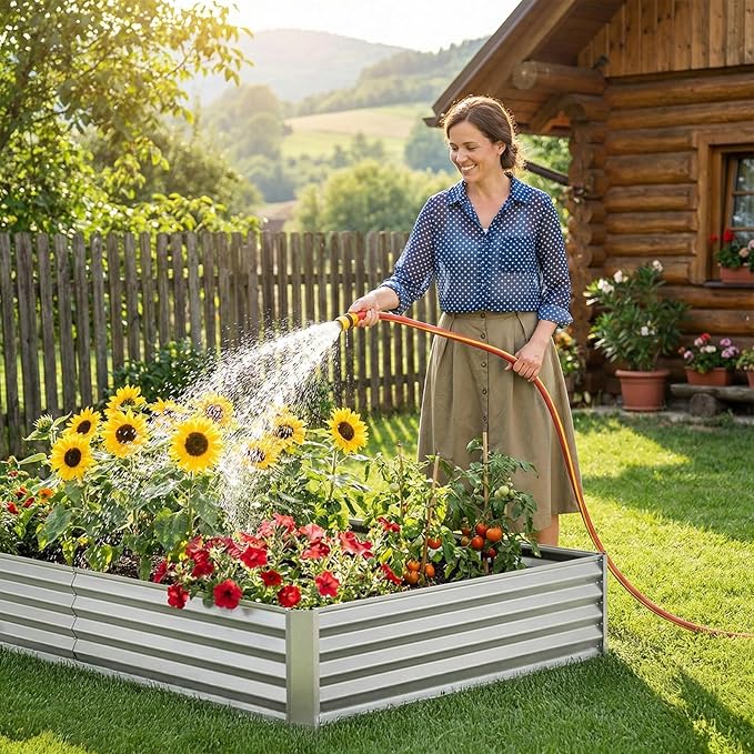 SUPERLELE 6x3x1ft Silver Galvanized Raised Garden Bed Thickened Metal Planter Box for Outdoor Vegetables &amp Flowers 72 L x 36 W x 12 H