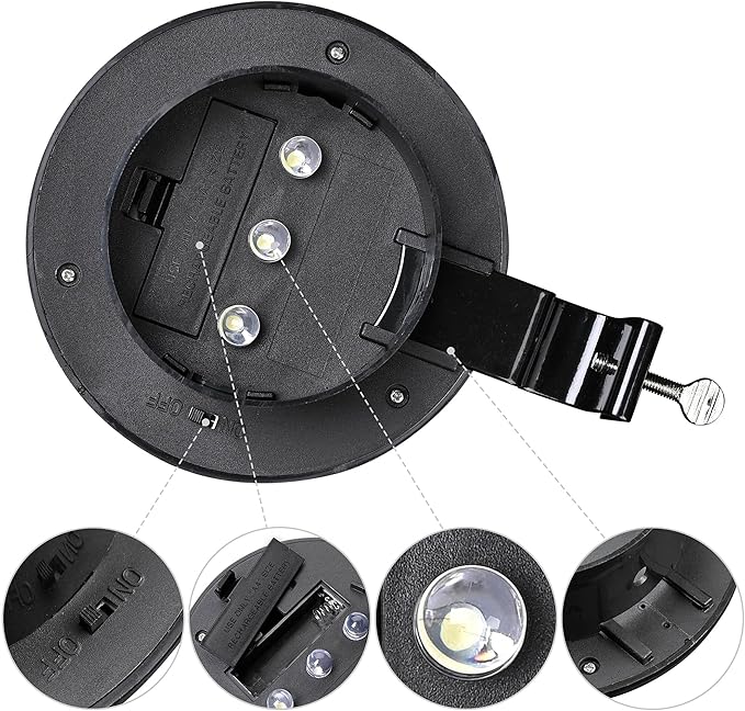 Yescom Solar Gutter Light Outdoor Waterproof 3 LED Deck Fence Lights with Bracket Wall Garden Stair Yard Black 6Pcs