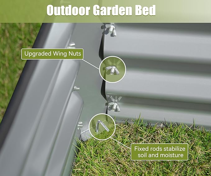 Domi Galvanized Raised Garden Bed Outdoor Planter Garden Boxes Large Metal Planter Box for Gardening Vegetables Fruits Flowers Silvery (6x3x1ft)