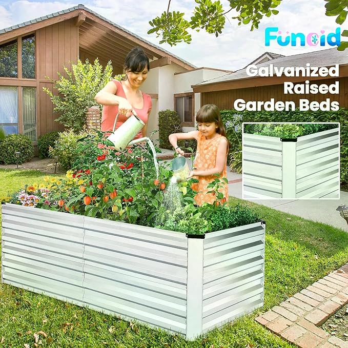 Homdox 6x3x2FT Galvanized Raised Garden Bed 0.8mm Thickened Planter Raised Beds Large Metal Planter Box for Vegetables Flowers Herbs and Succulents 269 Gallon Capacity Silver