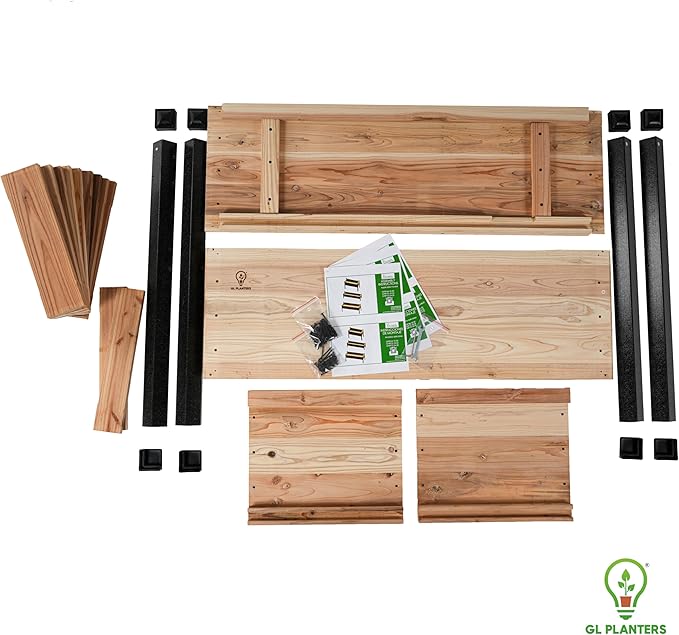 Cedar Raised Garden Bed 44L x 18W x 30H inches Built-in Drainage No-Bend Gardening