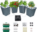 4 Hydroponic Buckets Kit for Plants Hydroponics Growing System for Herbs/Tomato/Vegetables DWC System with Air Pump &amp Germination Tray (Complete Indoor Hydroponic Gardening Supplies)