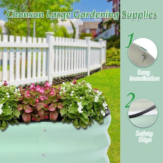 Galvanized Raised Garden Bed Kits Outdoor Metal Raised Planter Bed for Vegetables Flowers Ground Planter Box-Olive Green 46.5 x 23.6 x 11.8 in