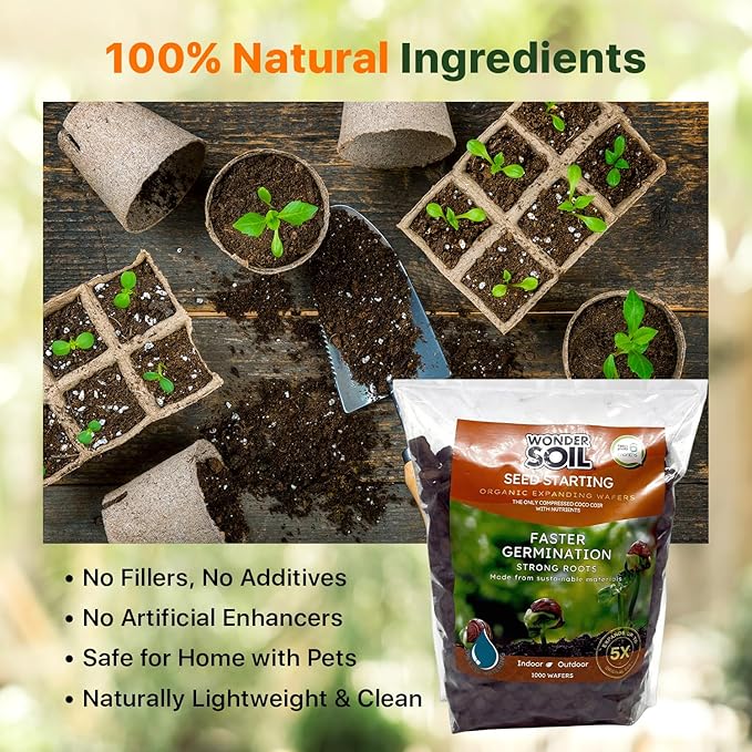 WONDER SOIL | 250 Organic Seed Starter Pellets | Ready to Plant Seed Starting Soil Loaded with Pre-Mixed Nutrients | Fast Germination | Indoor or Outdoor | 250 Count