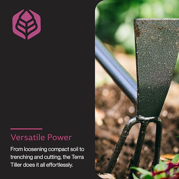 Yard Butler ITT-4T Terra Tiller Hand Cultivator - Essential Gardening Tool for Yardwork - Power-Coated Steel Construction - Comfortable Grip - Long-Lasting - Rust-Resistant
