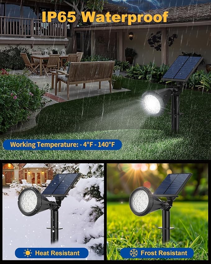 Solar Spot Lights Outdoor 10 Pack Outdoor Solar Lights for Yard 4 Lighting Mode Solar Landscape Spotlights with Auto On/Off 2-in-1 Waterproof Wall Lights for Garden Walkway (Cool White)