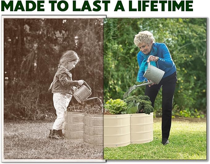 Plant &amp Plot Galvanized Raised Garden Beds Outdoor // 3×3×1 ft Planter Raised Beds for Gardening Vegetables Flowers // Large Metal Garden Box (White) // Patented Tool-Free Design