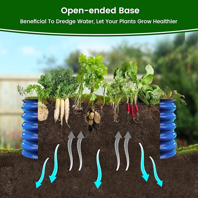 17 Tall 42 Round Blue Raised Garden Bed Kit Galvanized Metal Raised Garden Beds Outdoor for Vegetables Flowers3.5 * 3.5 * 1.4FtCobalt Blue