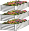 3 Pack 4x2FT Corrugated Galvanized Steel Raised Garden Bed Outdoor Metal Above Ground Garden Bed for Vegetables and Flowers Rectangle Raised Beds for Gardening