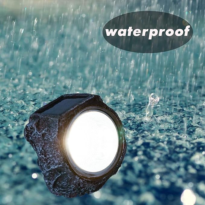 Solar Rock Light Led 4 Pack Waterproof Garden Stone Lights Outdoor Landscaping Spotlights Yard Patio Pathway Driveway …