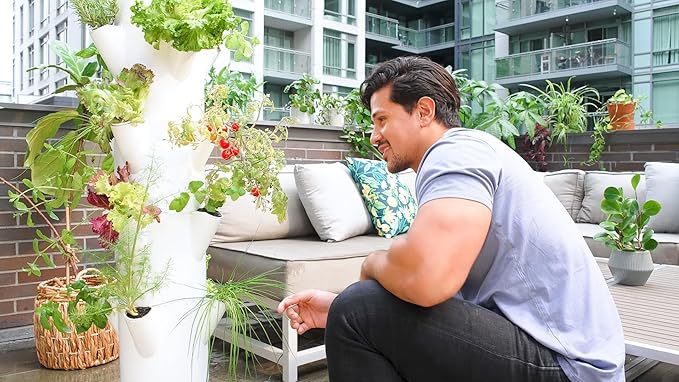 The Stack &amp Sprout Vertical Gardening System - Vertical Urban Gardening for Condo Patios and Balconies