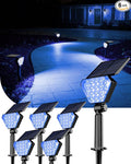 T-SUN Solar Lights Outdoor Waterproof IP65 6Pack LED Solar Spot Lights Color Changing IP65 Waterproof Smart Auto On/Off for Outside Landscape Garden Yard Lawn Pathway Patio Driveway