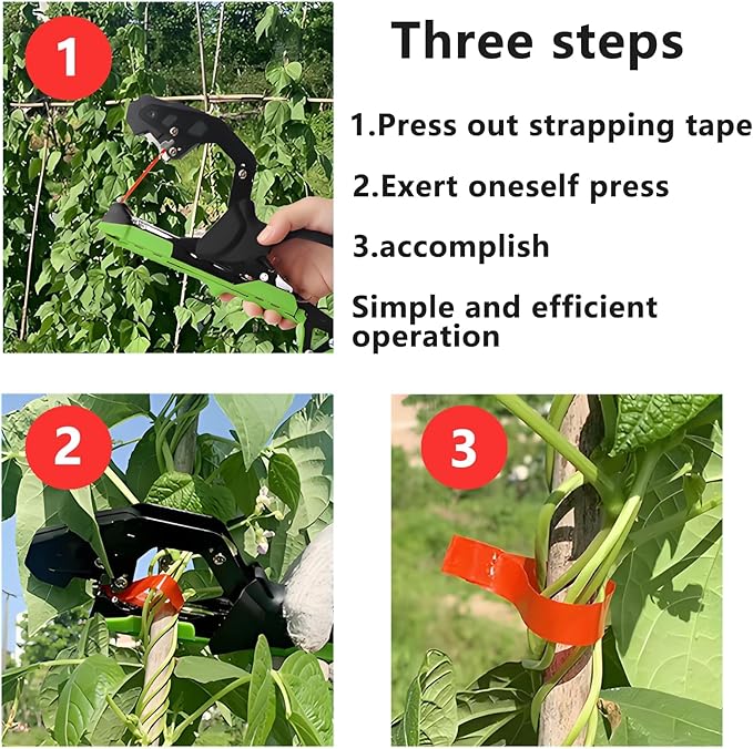 Upgrade Plant Tying Machine with Spare Parts Garden Tape and Staples for Quick Bundling of Tomatoes Grapes and Vegetables. Easy-to-Use Tool for SK5 Steel Blades