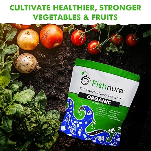 Fishnure - Humus Fish Compost Fertilizer for Indoor Plants Outdoor Houseplant Fertilizer Supports Natural Production of Plant Food for Houseplants Gardening Essentials Gardener Gifts 8 lbs