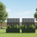 Casaphoria 47x47 Metal Raised Garden Bed with Trellis(2 Pack) Outdoor Planter Box with Wheels &amp Drainage Holes for Climbing Plants Flowers Elevated Garden Kit with Privacy Screen Black-Brick