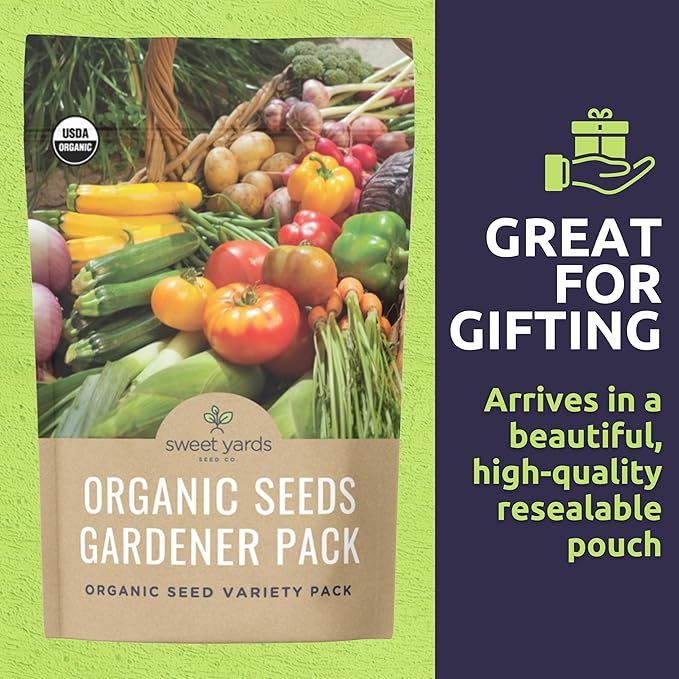 Organic Seeds Gardener Variety Pack - 30 Individual Packs - 2026 Season - Arugula Basil Winter Squash Nantes Carrots and More! for Indoor &amp Outdoor Planting (Non-GMO Certified Organic)
