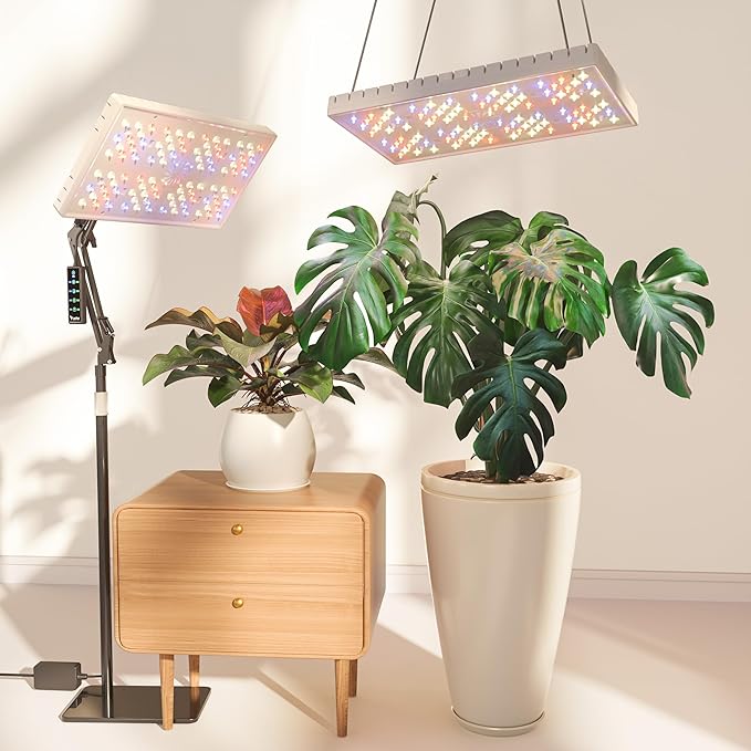 Plant Grow Light [Smart APP &amp Expansive 2x2 Ft Coverage] Genuine 60W Output LED Full Spectrum for Indoor Plants 8-Level Brightness Supports Hanging &amp Standing 270° Folding 360° Rotation