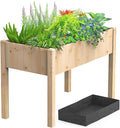 OLIXIS 48x 24x 30in Raised Garden Bed - Natural Wood Elevated Planter Box with Non-Woven Liner 300lb Capacity - Perfect for Backyard Patio Balcony Gardening(Dark Yellow)