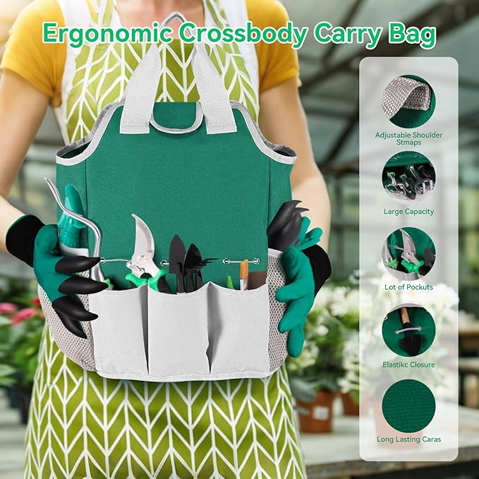 Garden Tool Set Including 9 Succulent Tool Sets 6 Large Heavy-Duty Aluminum Gardening Tools with Gardening Tool Kit Gloves Watering Can Fixing Line and Color Labelis Your Best Helper